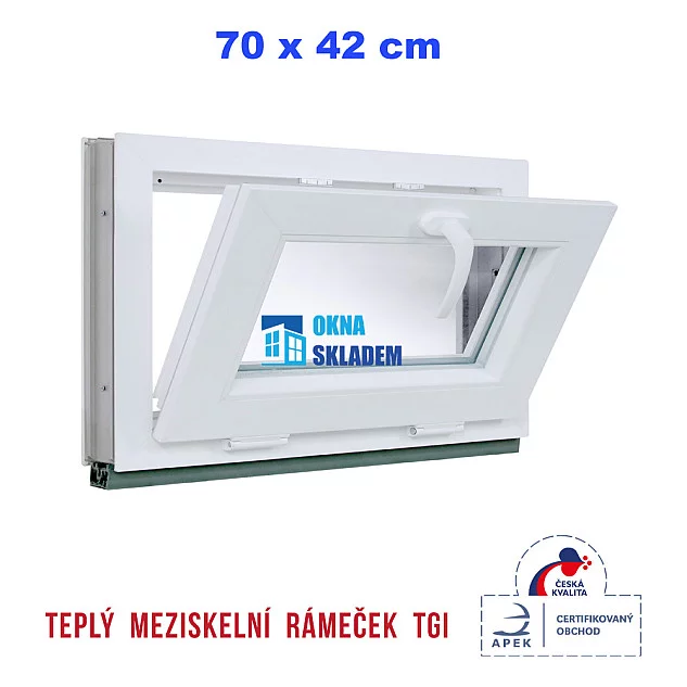 Plastové okno | 70x42 cm (700x420 mm) | Bílé | Sklopné