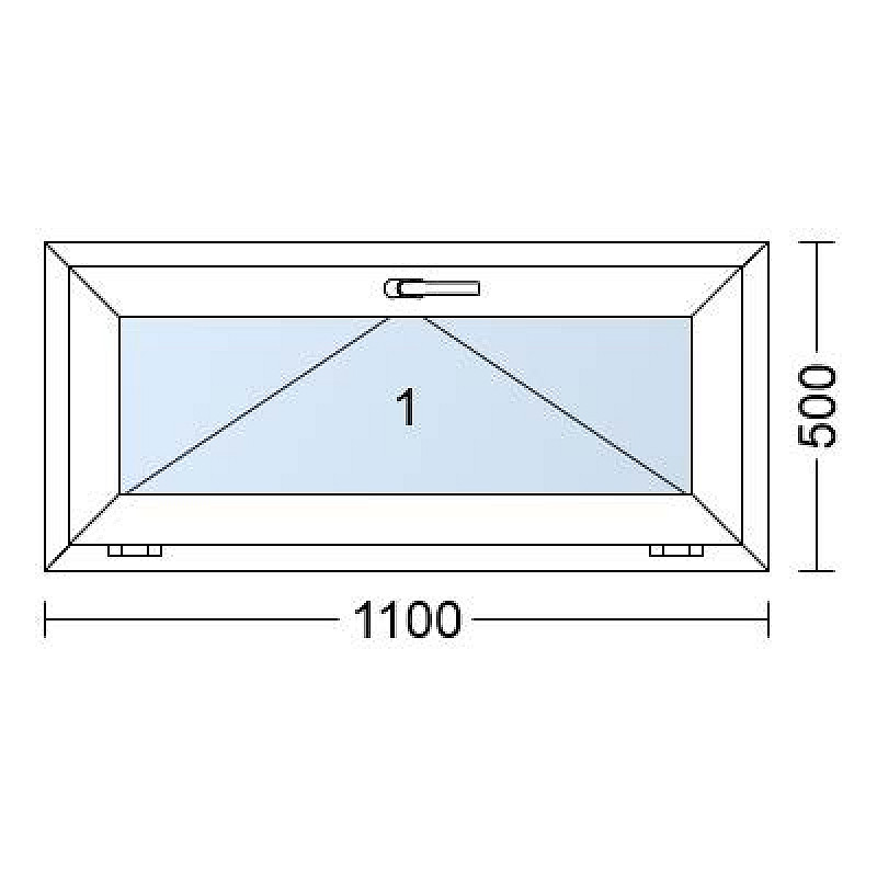 Kunststofffenster | 110x50 cm (1100x500 mm) | Weiß / Anthrazit | Kipp-Fenster Kunststofffenster | 110x50 cm (1100x500 mm) | Weiß / Anthrazit | Kipp-Fenster