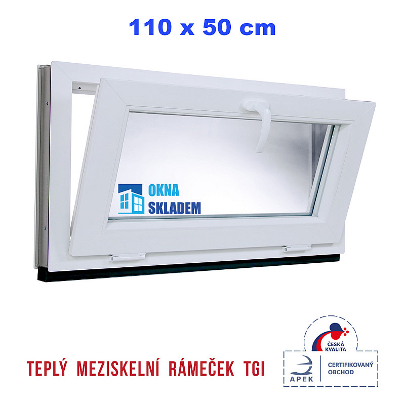 Kunststofffenster | 110x50 cm (1100x500 mm) | Weiß / Anthrazit | Kipp-Fenster Kunststofffenster | 110x50 cm (1100x500 mm) | Weiß / Anthrazit | Kipp-Fenster