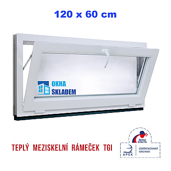 Kunststofffenster | 120 x 60 cm (1200 x 600 mm) | Weiß / Anthrazit | Dreh-Kipp-Fenster | rechts