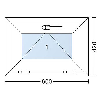 Kunststofffenster | 60 x 42 cm (600 x 420 mm) | Weiß / Anthrazit | Dreh-Kipp-Fenster | rechts