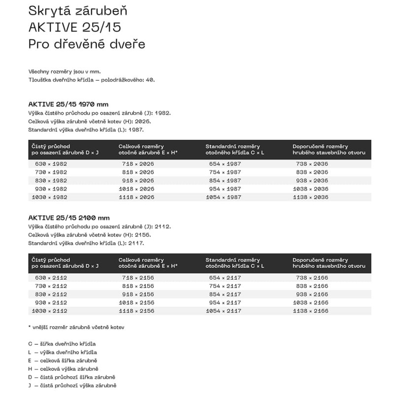 Skrytá zárubňa JAP AKTIVE 25/15 pre reverzné dvere Skrytá zárubňa JAP AKTIVE 25/15 pre reverzné dvere