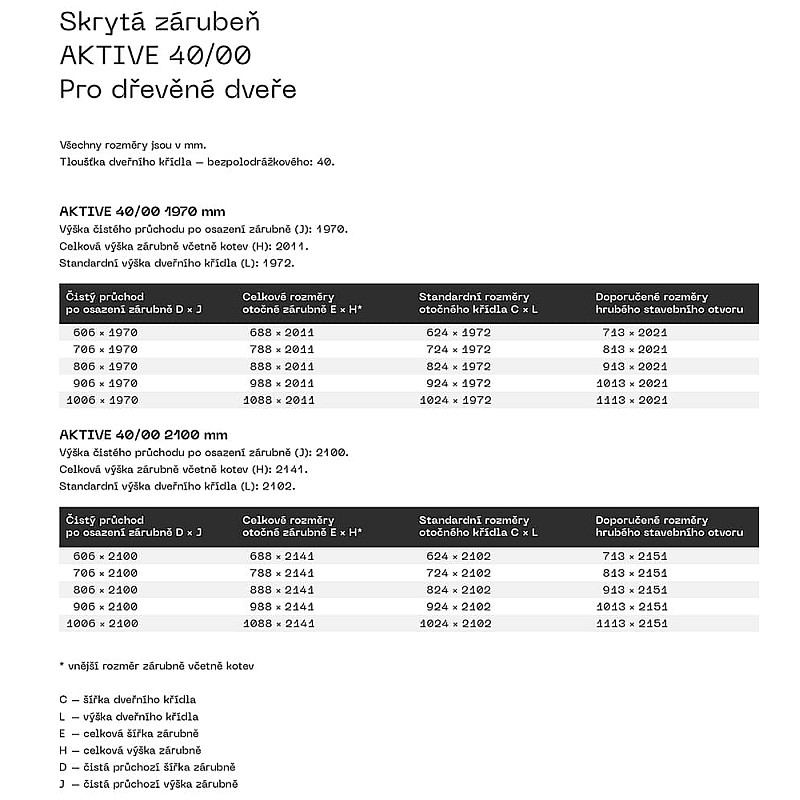 Skrytá zárubňa JAP AKTIVE 40/00 pre bezpolodrážkové dvere Skrytá zárubňa JAP AKTIVE 40/00 pre bezpolodrážkové dvere