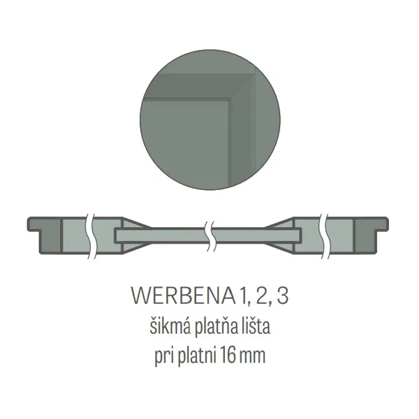 deska, šikmá lišta u desky 16 mm